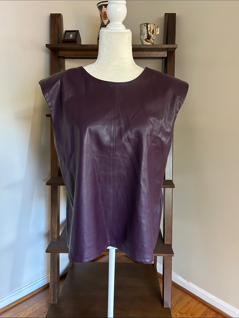 Calvin Klein Plum Faux Leather Sleeveless Top